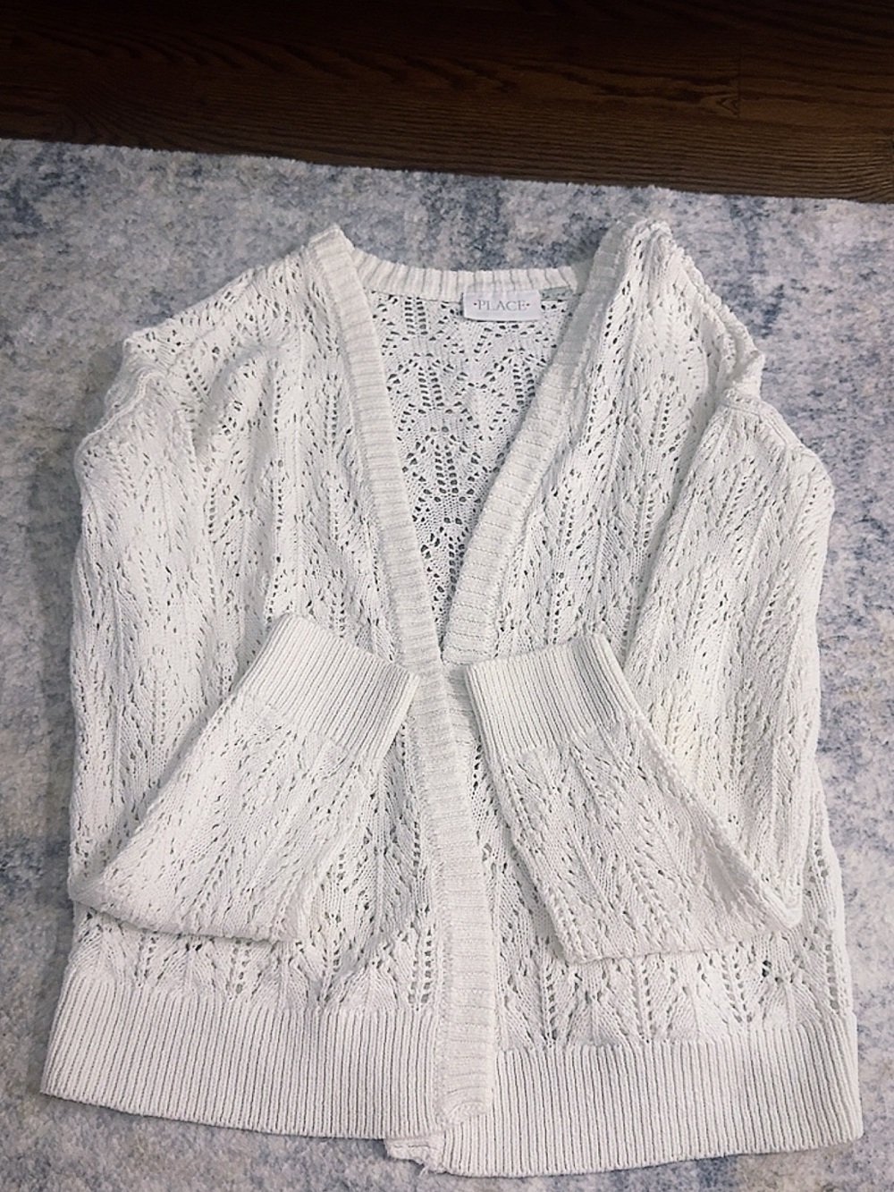The Children's Place Cream Openwork V‑Neck Cardigan